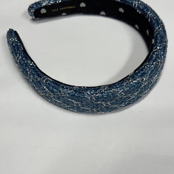 NWT ? Lele Sadoughi Blue and Silver Raffia Alice Headband ?